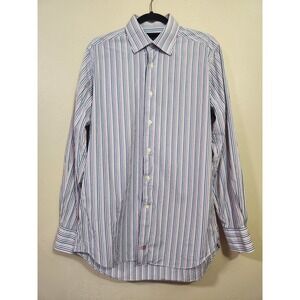 David Donahue Trim Dress Shirt Long Sleeve Mens‎ Size 16 34/35